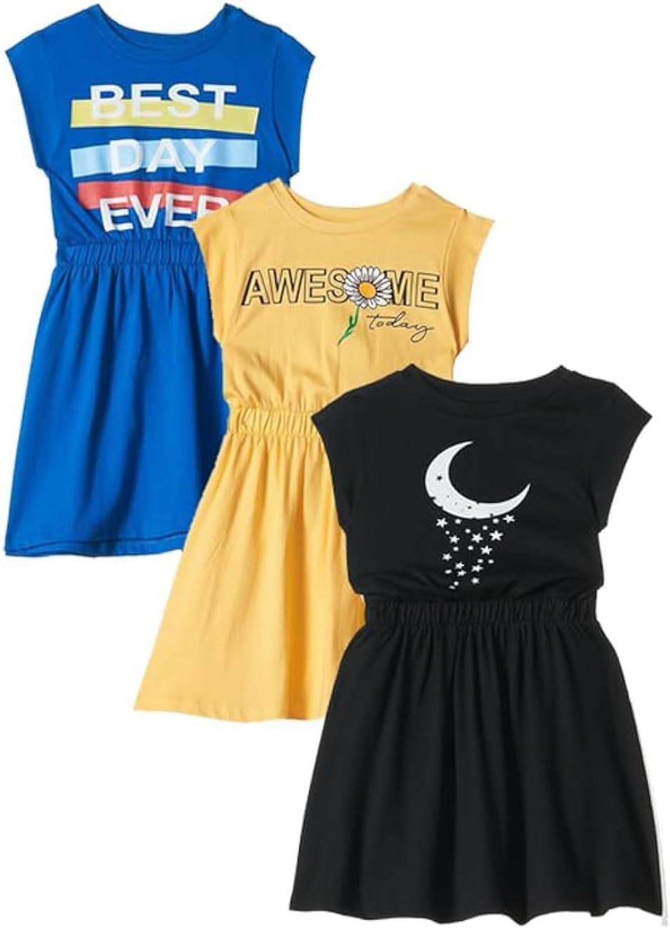 فستان كاجوال للبنات من تي 2 اف (عبوة من 3 قطع) DRZ3P03 1 فستان كاجوال للبنات من تي 2 اف (عبوة من 3 قطع) DRZ3P03