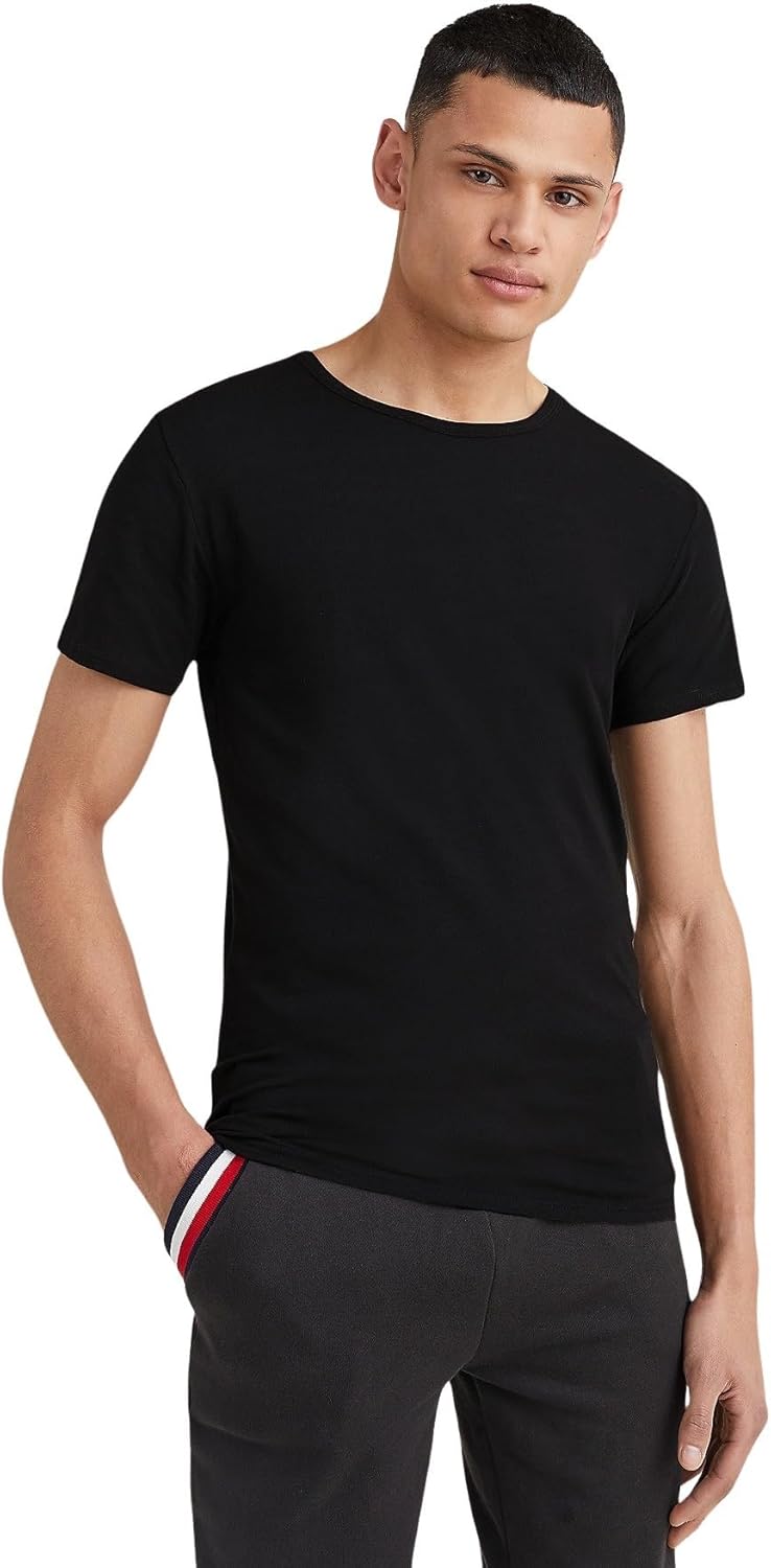 تي شيرت قطني داخلي مرن بأكمام قصيرة للرجال من تومي هيلفيجر، طقم من 3 قطع، لون أسود، مقاس XXL 3 تي شيرت قطني داخلي مرن بأكمام قصيرة للرجال من تومي هيلفيجر، طقم من 3 قطع، لون أسود، مقاس XXL - الصورة 3