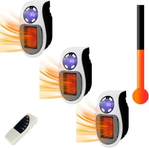 سخان ايكو هيت، قابس حائط صديق للبيئة، سخان ايكو هيت، سخان مساحة للاستخدام الداخلي، سخان محمول، حماية من الحرارة الزائدة، سخان شخصي صغير داخلي (3 قطع)