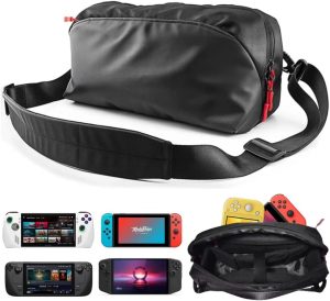 شنطة حمل من لاكسدامر متوافقة مع بلاي ستيشن بورتال/ليجن جو/ستيم ديك/اسوس روج الي/سويتش اوليد المحمولة باليد وملحقاتها - شنطة سفر محمولة لتخزين الالعاب تناسب وحدة التحكم المحمولة وملحقاتها