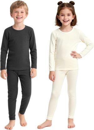 ملابس داخلية حرارية للأطفال من اكس كيموس، مجموعة ملابس داخلية حرارية للأولاد والبنات من عمر 4 إلى 16 سنة، خفيفة الوزن وفائقة النعومة، ملابس داخلية جونز طويلة