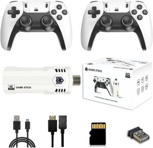 جهاز تشغيل ألعاب الفيديو الرقمية ريترو ستيك برو بأكثر من 40000 لعبة، 38 محاكي ألعاب مدمجة، توصيل وتشغيل ألعاب الفيديو للتلفزيون 4K، وحدة تحكم ألعاب ريترو مع وحدات تحكم مزدوجة بتردد 2.4G (64 جيجابايت)