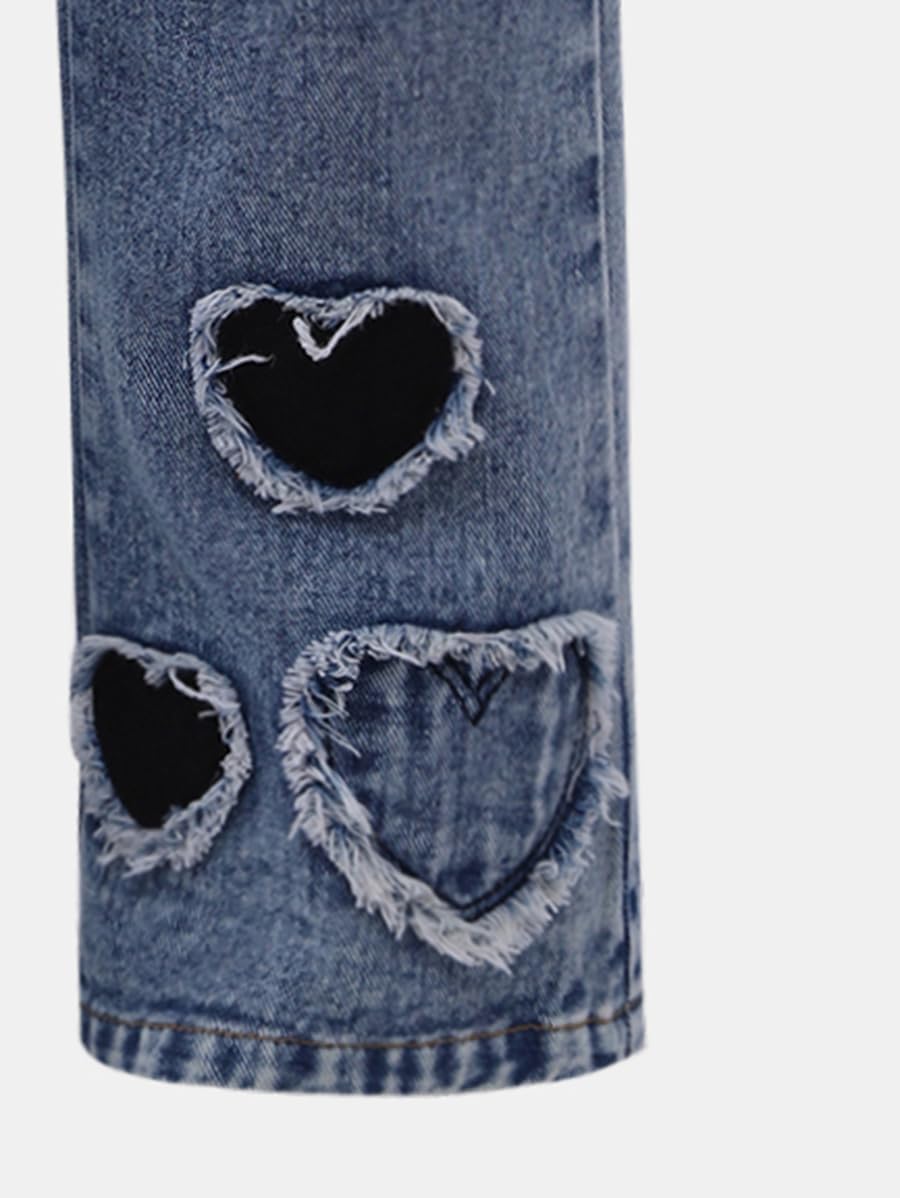 طقم بنطلون جينز وتيشيرت بطبعة قلب للبنات من ستايلي 5 طقم بنطلون جينز وتيشيرت بطبعة قلب للبنات من ستايلي - الصورة 5