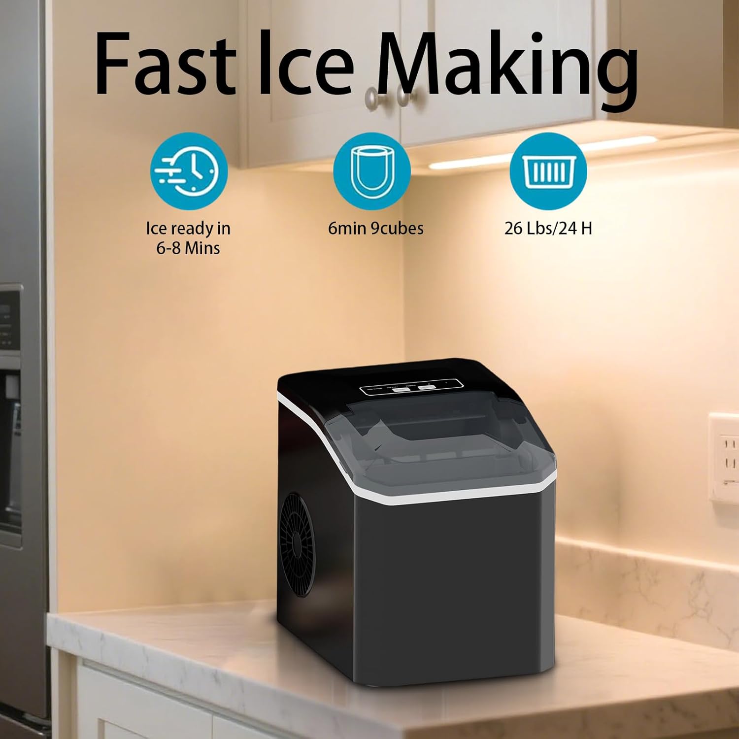 صانع ثلج محمول من ييليما، يتميز بالتنظيف الذاتي والمقبض والمغرفة والسلة، وينتج 9 مكعبات ثلج رصاصية في 6 دقائق، وبإنتاج يومي يصل إلى 11.8 كجم بحجمين، للاستخدام المنزلي والحفلات والسفر والتخييم والبار 4 صانع ثلج محمول من ييليما، يتميز بالتنظيف الذاتي والمقبض والمغرفة والسلة، وينتج 9 مكعبات ثلج رصاصية في 6 دقائق، وبإنتاج يومي يصل إلى 11.8 كجم بحجمين، للاستخدام المنزلي والحفلات والسفر والتخييم والبار - الصورة 4