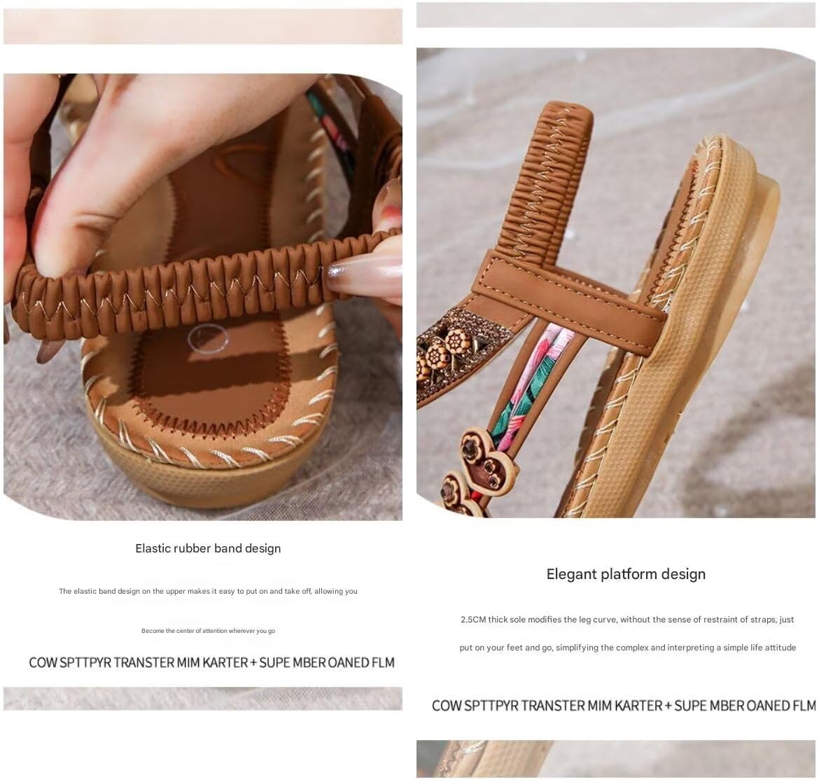 صندل صيفي للنساء مفتوح من الامام كاجوال مريح بتصميم بوهيمي للشاطئ 3 صندل صيفي للنساء مفتوح من الامام كاجوال مريح بتصميم بوهيمي للشاطئ - الصورة 3