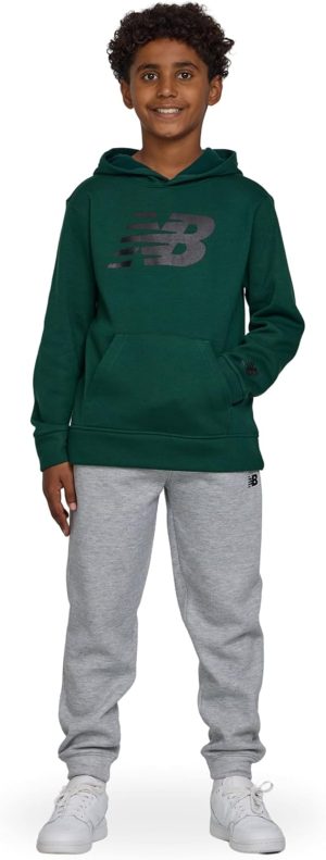 نيو بلانس طقم بدلة رياضية للاولاد والاطفال الصغار مكون من قطعتين - هودي من الصوف المخلوط والقطن الناعم وبدلة رياضية للركض (2T-12)