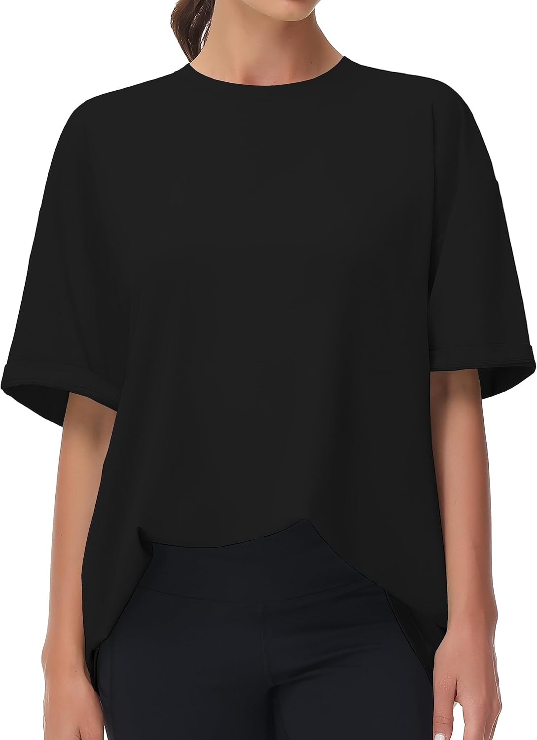 تيشيرت كاجوال كبير الحجم للنساء من ذا جيم بيبول، بتصميم قبة دائرية ضيقة وأكمام قصيرة للتمارين الرياضية 4 تيشيرت كاجوال كبير الحجم للنساء من ذا جيم بيبول، بتصميم قبة دائرية ضيقة وأكمام قصيرة للتمارين الرياضية - الصورة 4