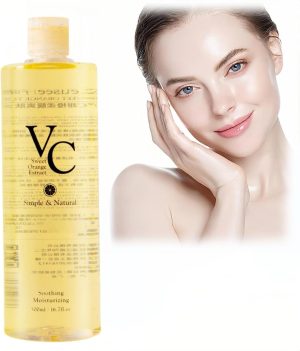 تونر فيتامين سي الكوري للوجه - تونر في سي لتفتيح وترطيب الوجه، لوشن مائي منعش لتقليل المسام، حتى لون البشرة وتهدئة البشرة الجافة، تركيبة خفيفة الوزن وسريعة الامتصاص، 300 مل