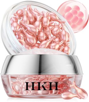 اتش كي مصل فيتامين سي للوجه مضاد للشيخوخة مع مكملات حمض الهيالورونيك E يقلل من التجاعيد مزيل البقع الداكنة ريتينول وجه للنساء جاف