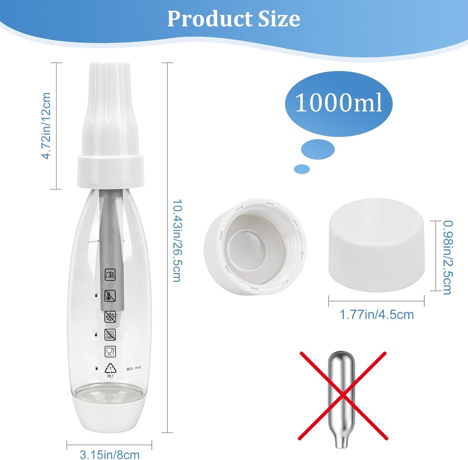 اكسيفور سيفون الصودا، الة صنع الماء الفوار، صانع المشروبات الغازية المنزلية (اسطوانات ثاني اكسيد الكربون غير متضمنة) 8 اكسيفور سيفون الصودا، الة صنع الماء الفوار، صانع المشروبات الغازية المنزلية (اسطوانات ثاني اكسيد الكربون غير متضمنة) - الصورة 8