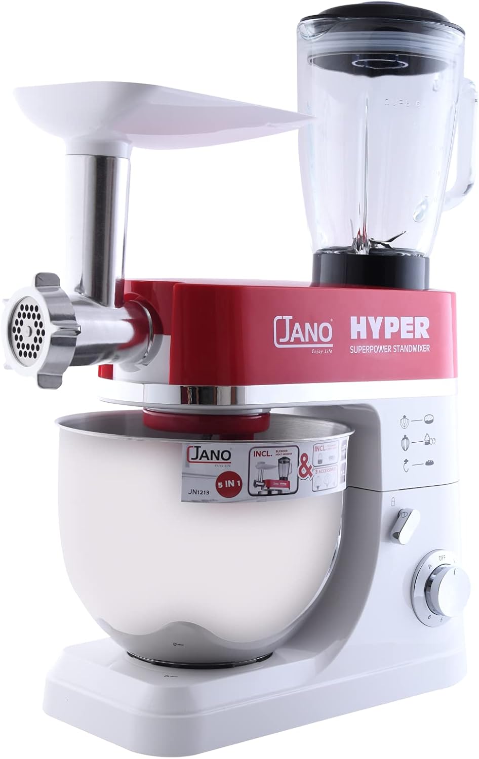 خلاط قائم مع 6 سرعات من هايبر، المقاس: 7 لتر، 1200 واط، متعدد الألوان 1 خلاط قائم مع 6 سرعات من هايبر، المقاس: 7 لتر، 1200 واط، متعدد الألوان