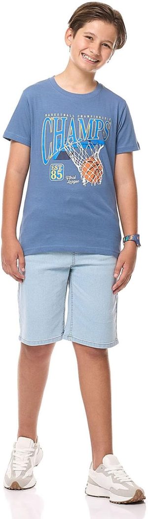 تيشرت مطبوع برقبة دائرية ضيقة واكمام قصيرة للاولاد 325-1088TB156-1