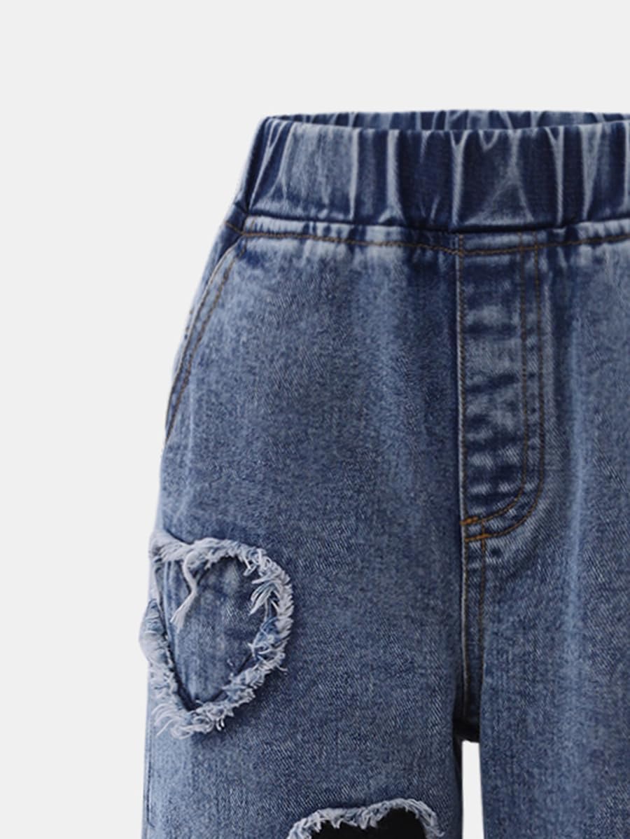 طقم بنطلون جينز وتيشيرت بطبعة قلب للبنات من ستايلي 4 طقم بنطلون جينز وتيشيرت بطبعة قلب للبنات من ستايلي - الصورة 4