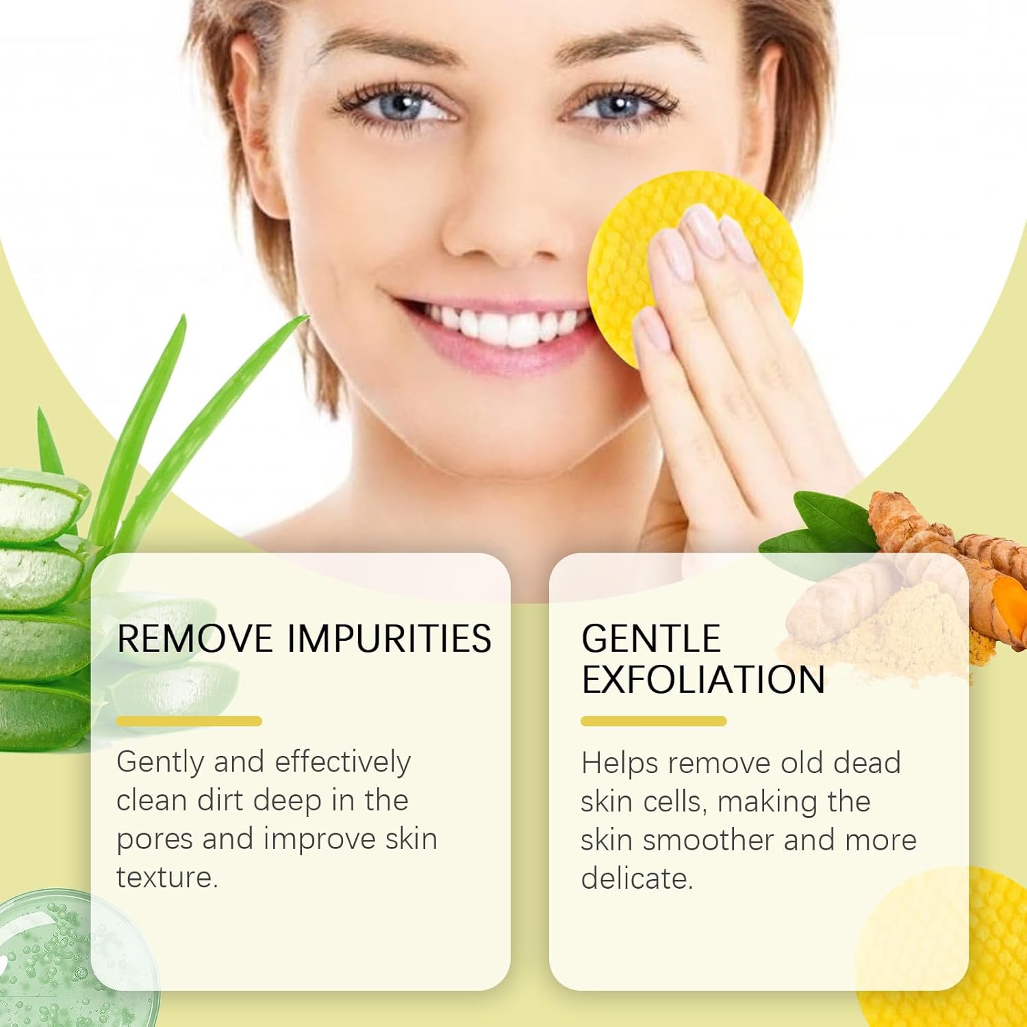 وسادات تنظيف بحمض الكوجيك بالكركم من الميكاكوز: لتنظيف الوجه والتقشير، 50 قطعة 2 وسادات تنظيف بحمض الكوجيك بالكركم من الميكاكوز: لتنظيف الوجه والتقشير، 50 قطعة - الصورة 2
