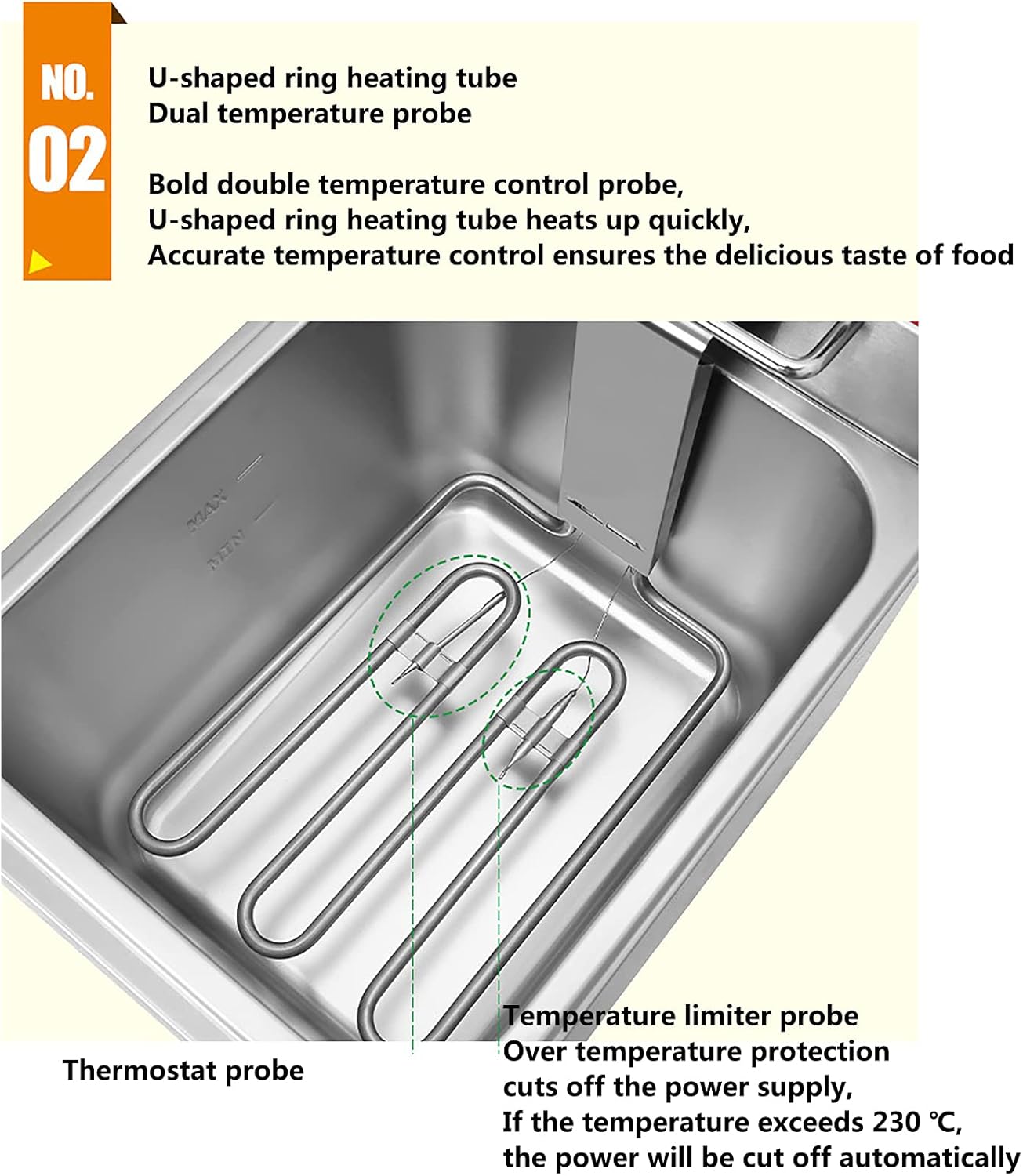 مقلاة عميقة تجارية بسعة 8 لتر مع تحكم في درجة الحرارة، خزان زيت ستانلس ستيل غير لاصق وغطاء قابل للازالة وسلة غير قابلة للانزلاق وسهلة التنظيف 2800 واط، اسطوانة مزدوجة (اللون: اسطوانة واحدة) 7 مقلاة عميقة تجارية بسعة 8 لتر مع تحكم في درجة الحرارة، خزان زيت ستانلس ستيل غير لاصق وغطاء قابل للازالة وسلة غير قابلة للانزلاق وسهلة التنظيف 2800 واط، اسطوانة مزدوجة (اللون: اسطوانة واحدة) - الصورة 7