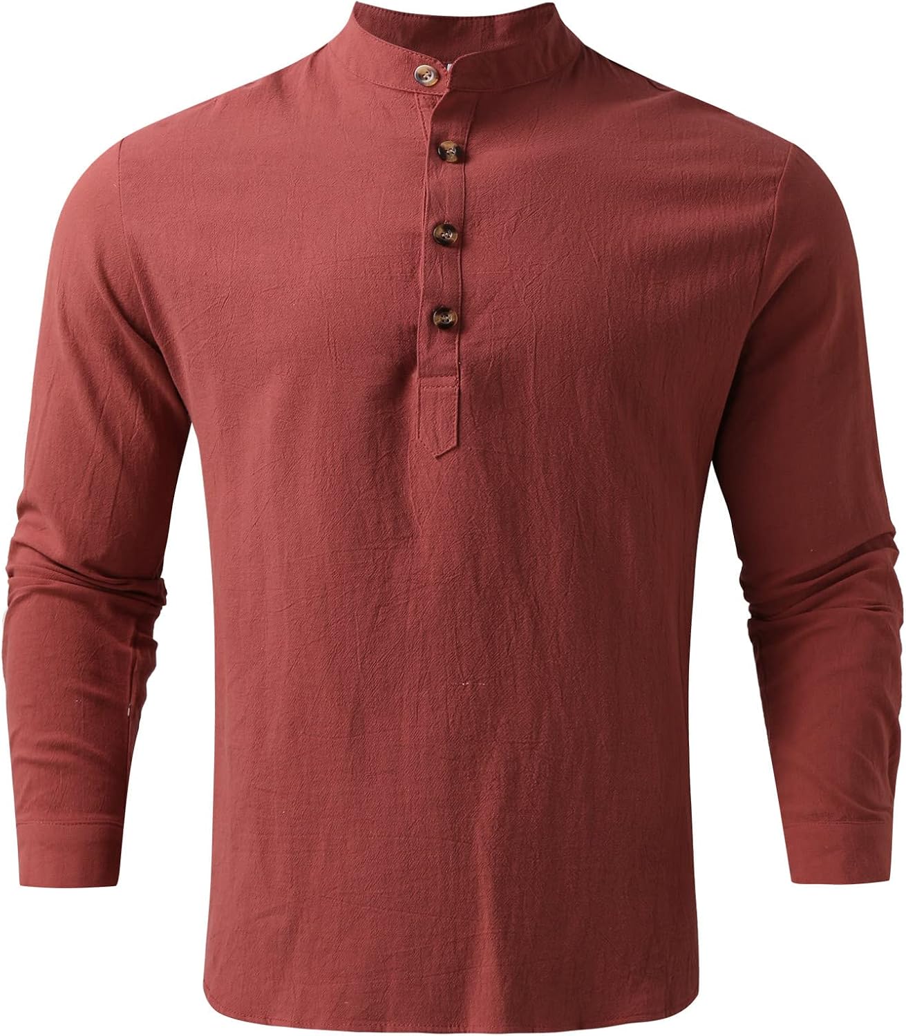 قمصان بيتش لينين للرجال قميص هينلي قطن كم طويل عارضة شاطئ هيبي تي شيرت خفيفة الوزن اليوغا (اللون: أحمر، المقاس: XL) 3 قمصان بيتش لينين للرجال قميص هينلي قطن كم طويل عارضة شاطئ هيبي تي شيرت خفيفة الوزن اليوغا (اللون: أحمر، المقاس: XL) - الصورة 3