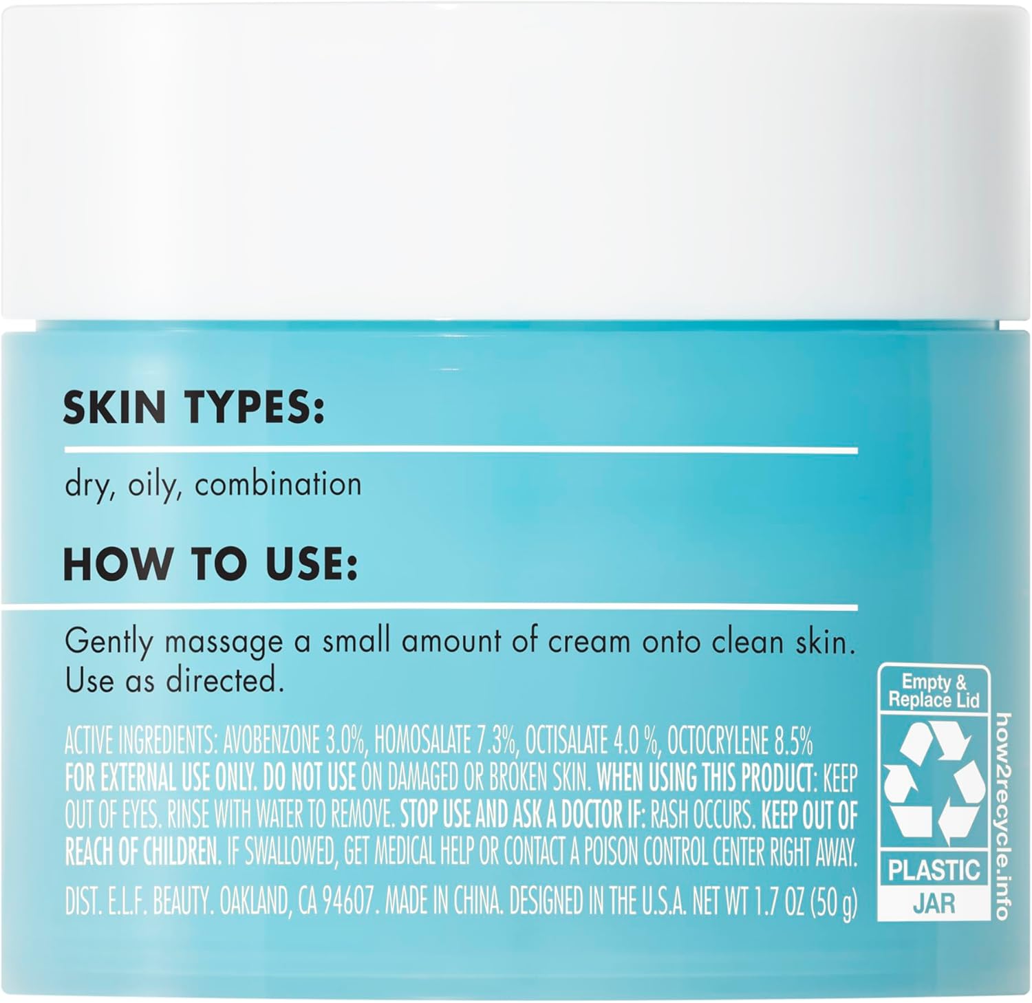 كريم للوجه من اي.ال.اف مرطب ومنعم للبشرة، مناسب لجميع أنواع البشرة، واقي شمس بعامل حماية 30، 1.8 أونص 5 كريم للوجه من اي.ال.اف مرطب ومنعم للبشرة، مناسب لجميع أنواع البشرة، واقي شمس بعامل حماية 30، 1.8 أونص - الصورة 5