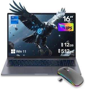 ZOLWAYTAC Gaming Laptop Cheap,Core i3 2Cores 4Threads(Up to 3.2GHz),12GB+512GB M.2 SSD,16" FHD 1920X1200 IPS,WiFi&BT,Aluminum Body,180° Open Angle,6000mAh,720P Facing Camera,Gray