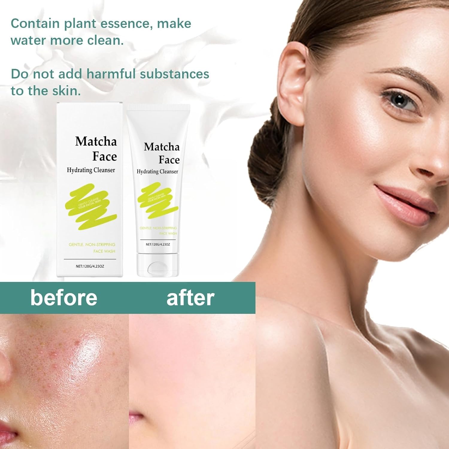 منظف الوجه المرطب من ماتشا، منظف للوجه اليومي غير قابل للتجريد، جل مرطب كلي/ انسر، للوجه لجميع انواع البشرة، منظف للوجه لجميع انواع البشرة 4 منظف الوجه المرطب من ماتشا، منظف للوجه اليومي غير قابل للتجريد، جل مرطب كلي/ انسر، للوجه لجميع انواع البشرة، منظف للوجه لجميع انواع البشرة - الصورة 4