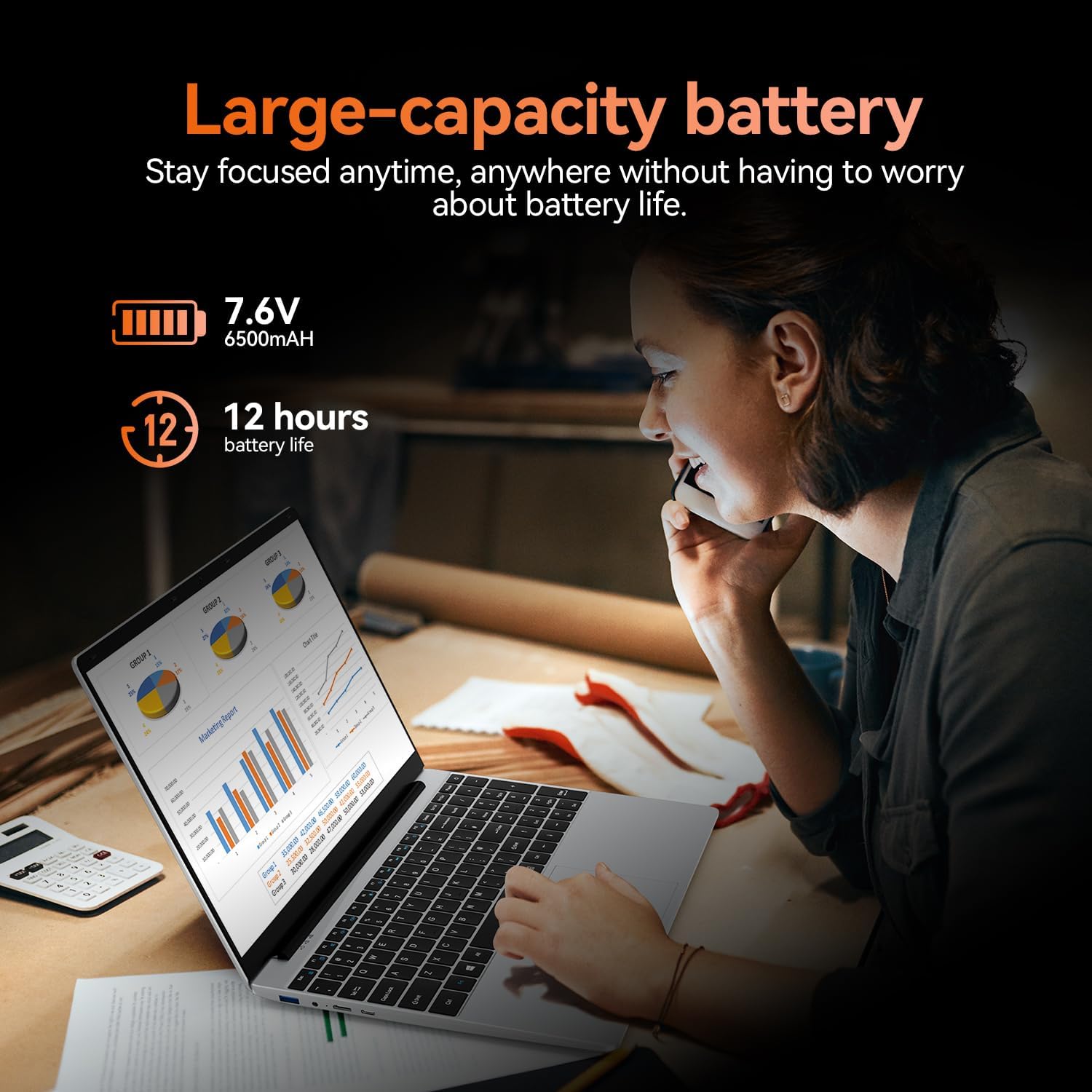 لابتوب جيزون بشاشة 15.6 انش ومعالج انتل 12 رباعي النواة N100 (حتى 3.4GHz) وRAM LPDDR4 16GB وSSD 1TB و2K FHD IPS وواي فاي 2.4G/5G وكاميرا ويب ونوع C وبطارية كبيرة السعة 6 لابتوب جيزون بشاشة 15.6 انش ومعالج انتل 12 رباعي النواة N100 (حتى 3.4GHz) وRAM LPDDR4 16GB وSSD 1TB و2K FHD IPS وواي فاي 2.4G/5G وكاميرا ويب ونوع C وبطارية كبيرة السعة - الصورة 6