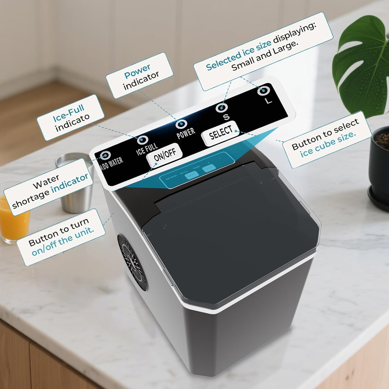 صانع ثلج محمول من ييليما، يتميز بالتنظيف الذاتي والمقبض والمغرفة والسلة، وينتج 9 مكعبات ثلج رصاصية في 6 دقائق، وبإنتاج يومي يصل إلى 11.8 كجم بحجمين، للاستخدام المنزلي والحفلات والسفر والتخييم والبار 5 صانع ثلج محمول من ييليما، يتميز بالتنظيف الذاتي والمقبض والمغرفة والسلة، وينتج 9 مكعبات ثلج رصاصية في 6 دقائق، وبإنتاج يومي يصل إلى 11.8 كجم بحجمين، للاستخدام المنزلي والحفلات والسفر والتخييم والبار - الصورة 5