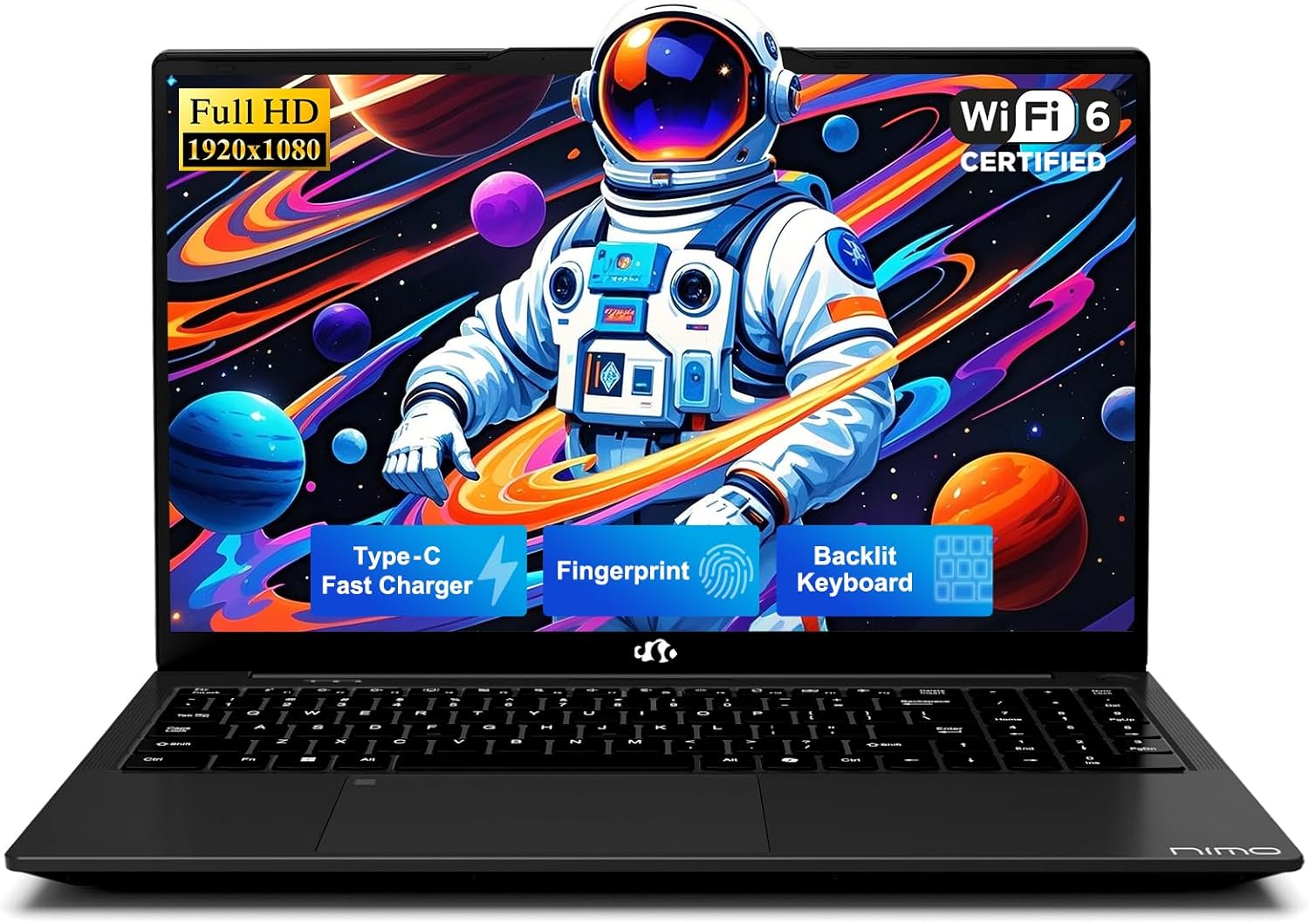 NIMO 17.3" FHD IPS Student-Laptop-Computer - 8GB RAM 128GB SSD Intel Pentium 4 Cores N100(Beat to i3-1115G4, Up to 3.4GHz), 65W Type-C, 2 Years Warranty, Fingerprint, Backlit Keyboard, Wi-Fi 6, BT5.2 1 NIMO 17.3" FHD IPS Student-Laptop-Computer - 8GB RAM 128GB SSD Intel Pentium 4 Cores N100(Beat to i3-1115G4, Up to 3.4GHz), 65W Type-C, 2 Years Warranty, Fingerprint, Backlit Keyboard, Wi-Fi 6, BT5.2