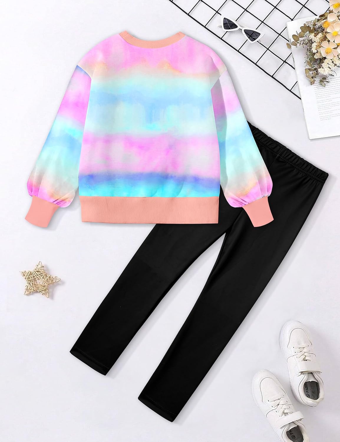 طقم ملابس للبنات من تومولانت، طقم ملابس للبنات مكون من سويت شيرت مصبوغ بالربط وبنطلون رياضي مكون من قطعتين للخريف والشتاء لعمر 6-16 سنة 6 طقم ملابس للبنات من تومولانت، طقم ملابس للبنات مكون من سويت شيرت مصبوغ بالربط وبنطلون رياضي مكون من قطعتين للخريف والشتاء لعمر 6-16 سنة - الصورة 6