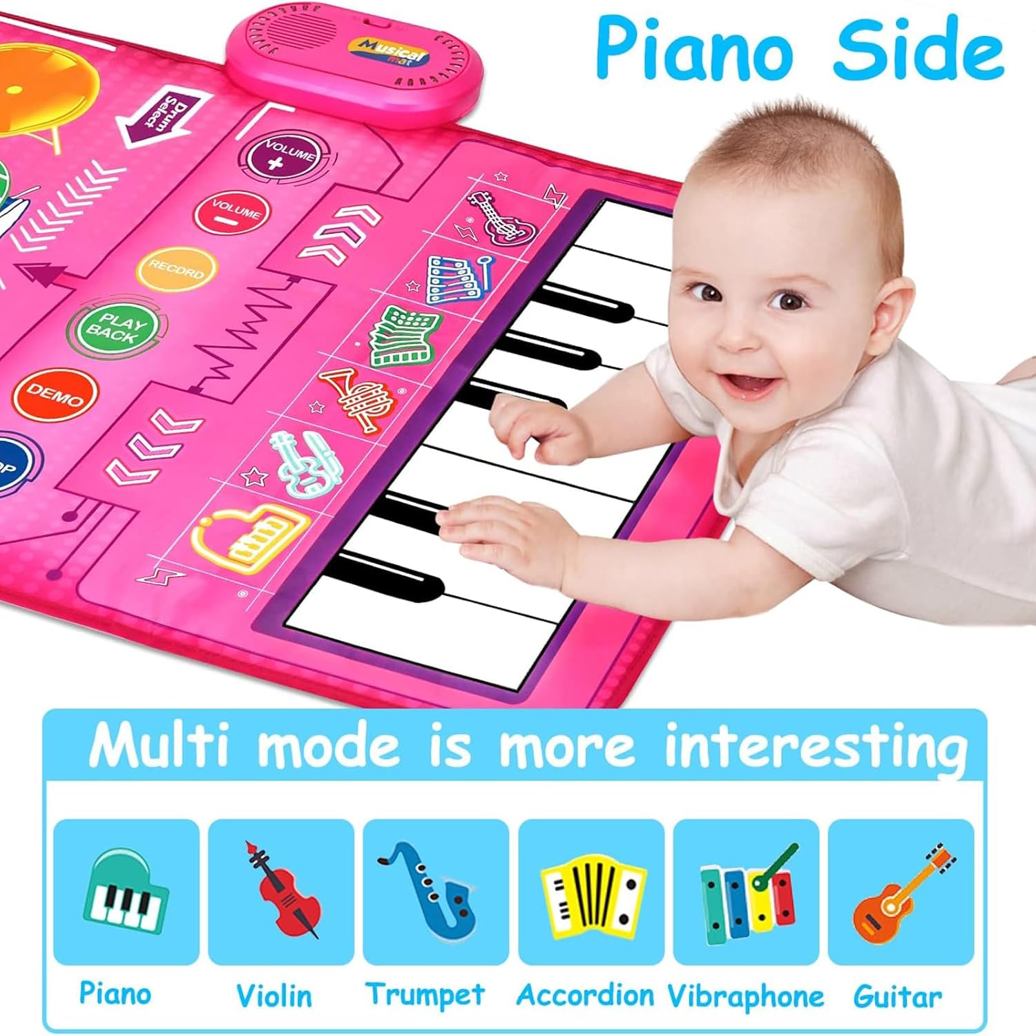 بساط بيانو 2 في 1، ألعاب موسيقية للأطفال الصغار من 1 إلى 3 سنوات، لوحة مفاتيح بيانو وسجادة طبل، بساط لعب حسي موسيقي للأطفال الأولاد والبنات بعمر 1 2 3 4 5 6 سنوات من لينجي 2 بساط بيانو 2 في 1، ألعاب موسيقية للأطفال الصغار من 1 إلى 3 سنوات، لوحة مفاتيح بيانو وسجادة طبل، بساط لعب حسي موسيقي للأطفال الأولاد والبنات بعمر 1 2 3 4 5 6 سنوات من لينجي - الصورة 2