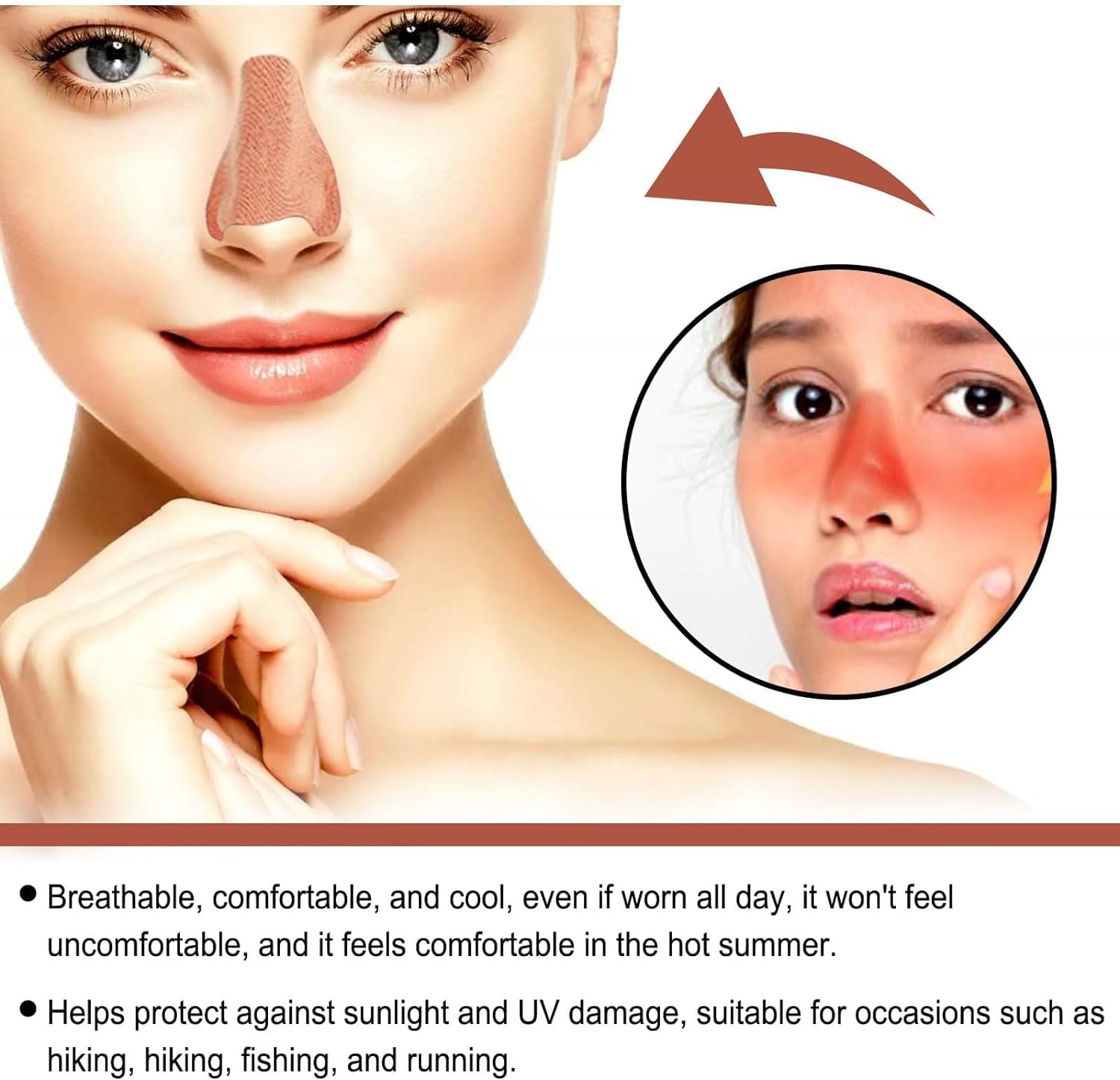 رقعة انف واقية من الشمس غطاء واقي اشعة فوق البنفسجية للحماية الاشعة للرجال والنساء في الهواء الطلق ضمادة للجولف، قطن 5 رقعة انف واقية من الشمس غطاء واقي اشعة فوق البنفسجية للحماية الاشعة للرجال والنساء في الهواء الطلق ضمادة للجولف، قطن - الصورة 5