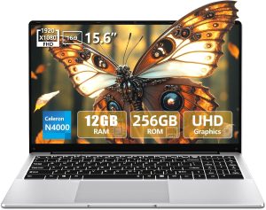لابتوب العاب 15.6 انش مع سيليرون N4000، لابتوب العاب 2025 12GB LPDDR4 256GB SSD، IPS FHD 1920×1080، واي فاي+BT4.2+منفذ HDMI صغير+فتحة بطاقة TF، لابتوب تقليدي قابل للتحويل 180 درجة