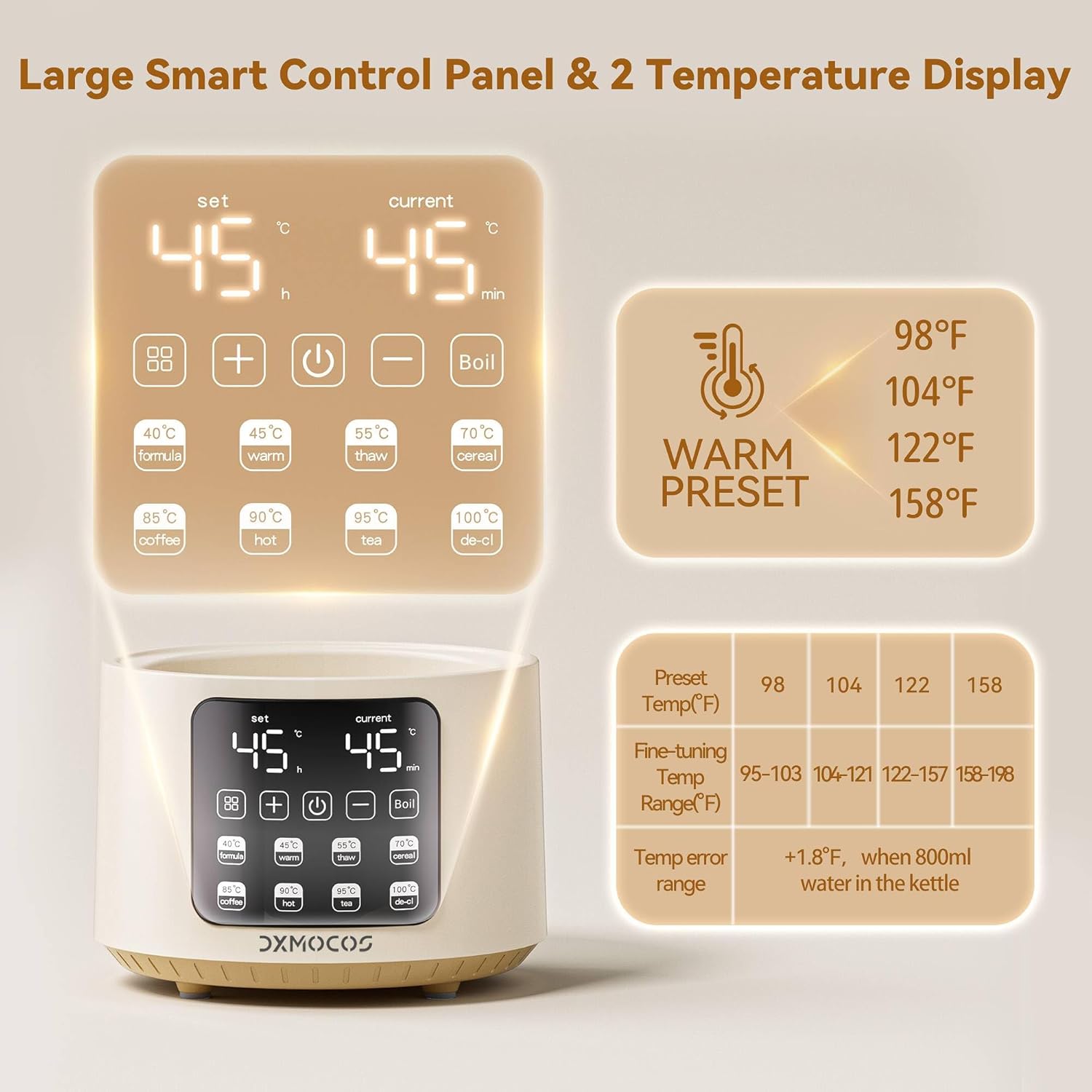 دكسموكوس غلاية كهربائية مع تحكم في درجة الحرارة بسعة كبيرة 1.5 لتر من الستانلس ستيل، قابلة للتعديل من 40 الى 100 درجة مئوية، تحافظ على الدفء لمدة 72 ساعة، قابس نوع جي، غلاية للقهوة والشاي ومسحوق 4 دكسموكوس غلاية كهربائية مع تحكم في درجة الحرارة بسعة كبيرة 1.5 لتر من الستانلس ستيل، قابلة للتعديل من 40 الى 100 درجة مئوية، تحافظ على الدفء لمدة 72 ساعة، قابس نوع جي، غلاية للقهوة والشاي ومسحوق - الصورة 4