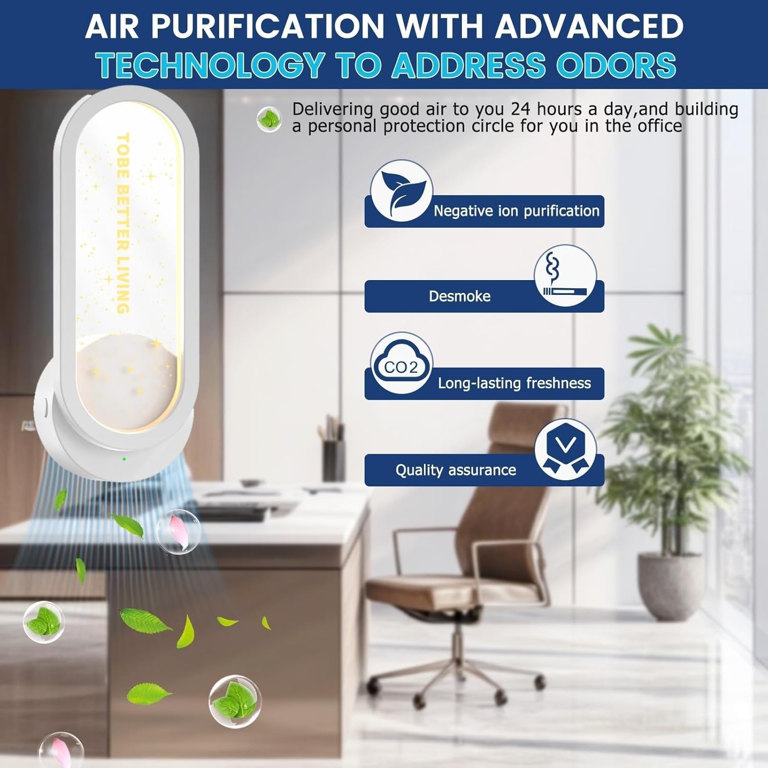 منقي هواء بقابس مع ضوء ليلي - معطر هواء ايوني للمنزل، يزيل رائحة الحيوانات الاليفة ورائحة المطبخ ودخان الغبار - مولد ايونات سالبة محمولة، ابيض 6 منقي هواء بقابس مع ضوء ليلي - معطر هواء ايوني للمنزل، يزيل رائحة الحيوانات الاليفة ورائحة المطبخ ودخان الغبار - مولد ايونات سالبة محمولة، ابيض - الصورة 6