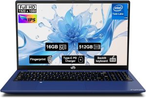 نيمو لابتوب 15.6 انش FHD IPS للطلاب - ذاكرة RAM 16GB وSSD 512GB رباعي النواة جيل 13 انتل N150 (يتفوق على i3-1115G4، حتى 3.6GHz)، 65 واط GaN Type-C، بصمة اصبع، كيبورد باضاءة خلفية، واي فاي 6، بلوتوث