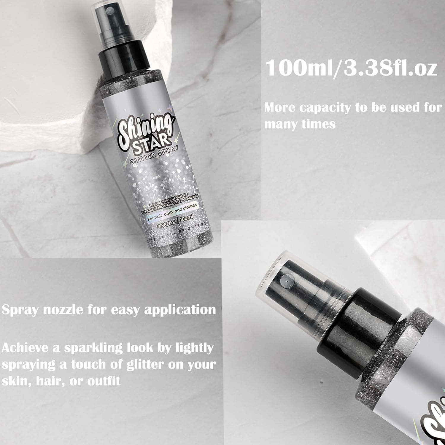 اكسيفور بخاخ جليتر للجسم، فضي ووجه سريع الجفاف ولامع يدوم طويلا، اكسسوارات ريف للحفلات الموسيقية والمهرجانات (100 مل) 4 اكسيفور بخاخ جليتر للجسم، فضي ووجه سريع الجفاف ولامع يدوم طويلا، اكسسوارات ريف للحفلات الموسيقية والمهرجانات (100 مل) - الصورة 4