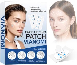 مجموعة شريط غير مرئي لشد الوجه والرقبة من 120 قطعة - شريط على شكل حرف V مع خيط، رفع فوري للبشرة المترهلة/الذقن المزدوجة/الجول/العينين، رقع وجه سيليكون مضادة للتجاعيد تحت المكياج والاستخدام اليومي