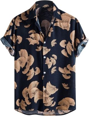 تي شيرتات رجالي من Hot BODY قمصان رجالية بأزرار سفلية كلاسيكية علوية رياضية (مقاس : L)