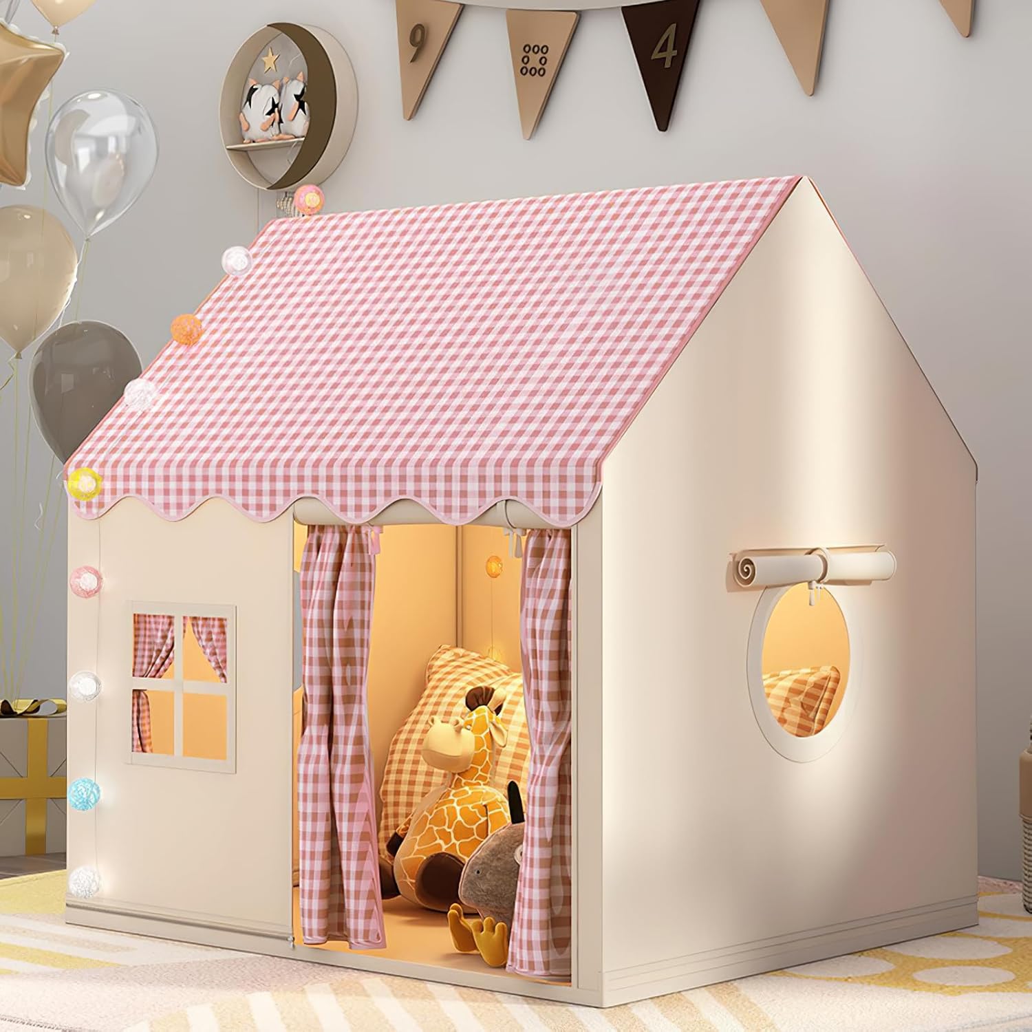 خيمة لعب كبيرة للأطفال من فينيسين، مع بساط أساسي وأضواء نجوم وأعلام وحقائب حمل - خيمة لعب للأطفال داخلية وخارجية - خيمة قابلة للغسل للأولاد والبنات - منزل لعب للأطفال الصغار (لون زهري) 1 خيمة لعب كبيرة للأطفال من فينيسين، مع بساط أساسي وأضواء نجوم وأعلام وحقائب حمل - خيمة لعب للأطفال داخلية وخارجية - خيمة قابلة للغسل للأولاد والبنات - منزل لعب للأطفال الصغار (لون زهري)