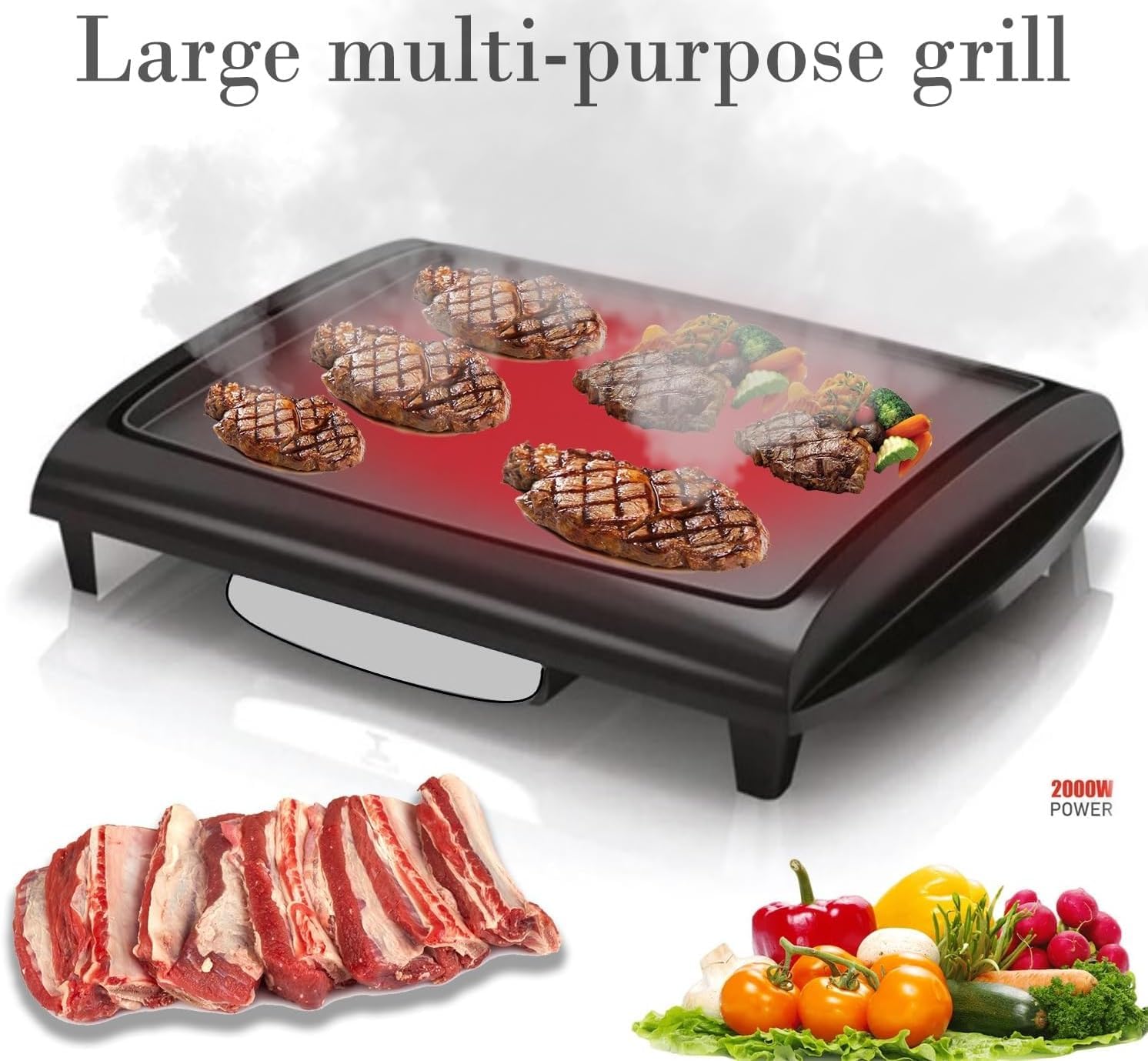 لوح تسخين وشواء متعدد الوظائف | بدون دخان | طاقة عالية 2000 واط | ضمان لمدة عامين 2 لوح تسخين وشواء متعدد الوظائف | بدون دخان | طاقة عالية 2000 واط | ضمان لمدة عامين - الصورة 2
