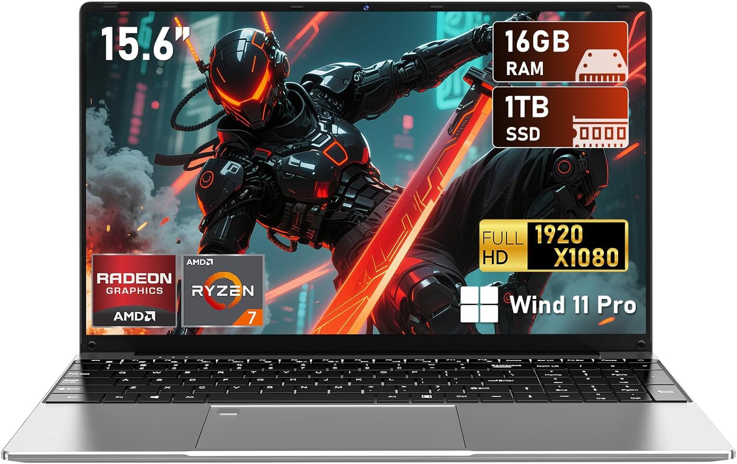 لابتوب العاب شيفو يو 2025 بشاشة 15.6 انش R7 5700U (8C/16T حتى 4.3GHz) وRAM 16GB وSSD 1TB وشاشة 15.6 انش FHD 1920×1080P وبطاقة عرض مرئي راديون RX فيجا 8 وواي فاي 5 وبلوتوث 5.0 وكيبورد باضاءة خلفية