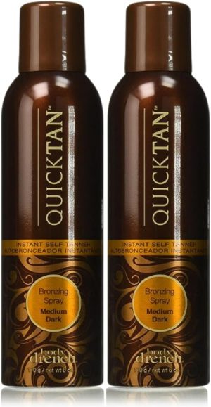 بودي درينش بخاخ تسمير كويك تان من كويك تان متوسط داكن (مستحضر تسمير ذاتي مثالي بتركيبة سريعة الجفاف) - مقاس 6 اونصة / 170 غرام (عبوة من قطعتين)، متعدد الألوان