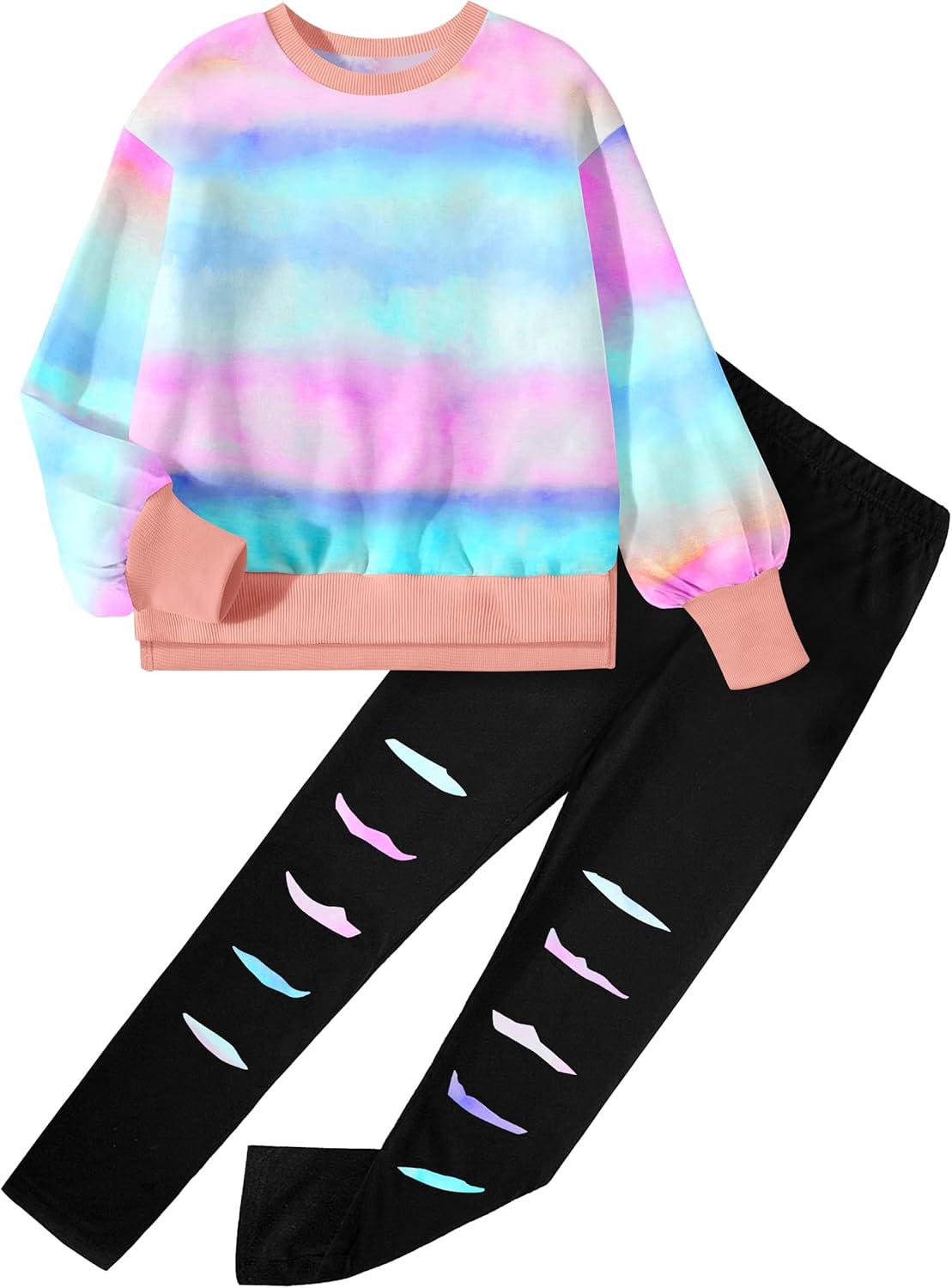 طقم ملابس للبنات من تومولانت، طقم ملابس للبنات مكون من سويت شيرت مصبوغ بالربط وبنطلون رياضي مكون من قطعتين للخريف والشتاء لعمر 6-16 سنة 1 طقم ملابس للبنات من تومولانت، طقم ملابس للبنات مكون من سويت شيرت مصبوغ بالربط وبنطلون رياضي مكون من قطعتين للخريف والشتاء لعمر 6-16 سنة