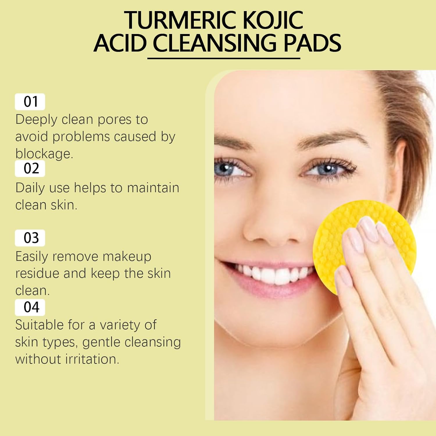 وسادات تنظيف بحمض الكوجيك بالكركم من الميكاكوز: لتنظيف الوجه والتقشير، 50 قطعة 4 وسادات تنظيف بحمض الكوجيك بالكركم من الميكاكوز: لتنظيف الوجه والتقشير، 50 قطعة - الصورة 4