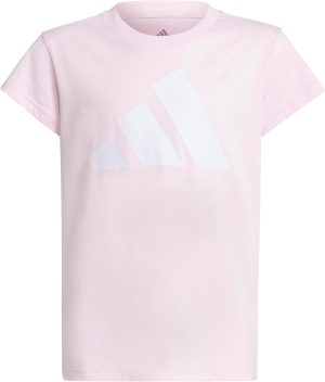 اديداس تي شيرت اسنشيالز للبنات بلون بينك وابيض لعمر 11-12 سنة