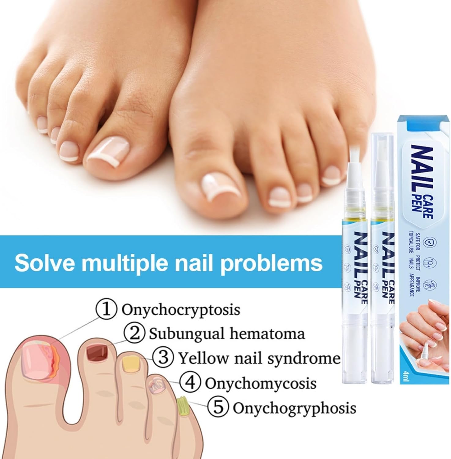 قلم العناية بالاظافر حل لطيف لاظافر القدم والاظافر، تركيبة مغذية 4 مل لتنعيم وترطيب وازالة الروائح الكريهة للاظافر النامية والاظافر السميكة، يحافظ على صحة الاظافر 5 قلم العناية بالاظافر حل لطيف لاظافر القدم والاظافر، تركيبة مغذية 4 مل لتنعيم وترطيب وازالة الروائح الكريهة للاظافر النامية والاظافر السميكة، يحافظ على صحة الاظافر - الصورة 5
