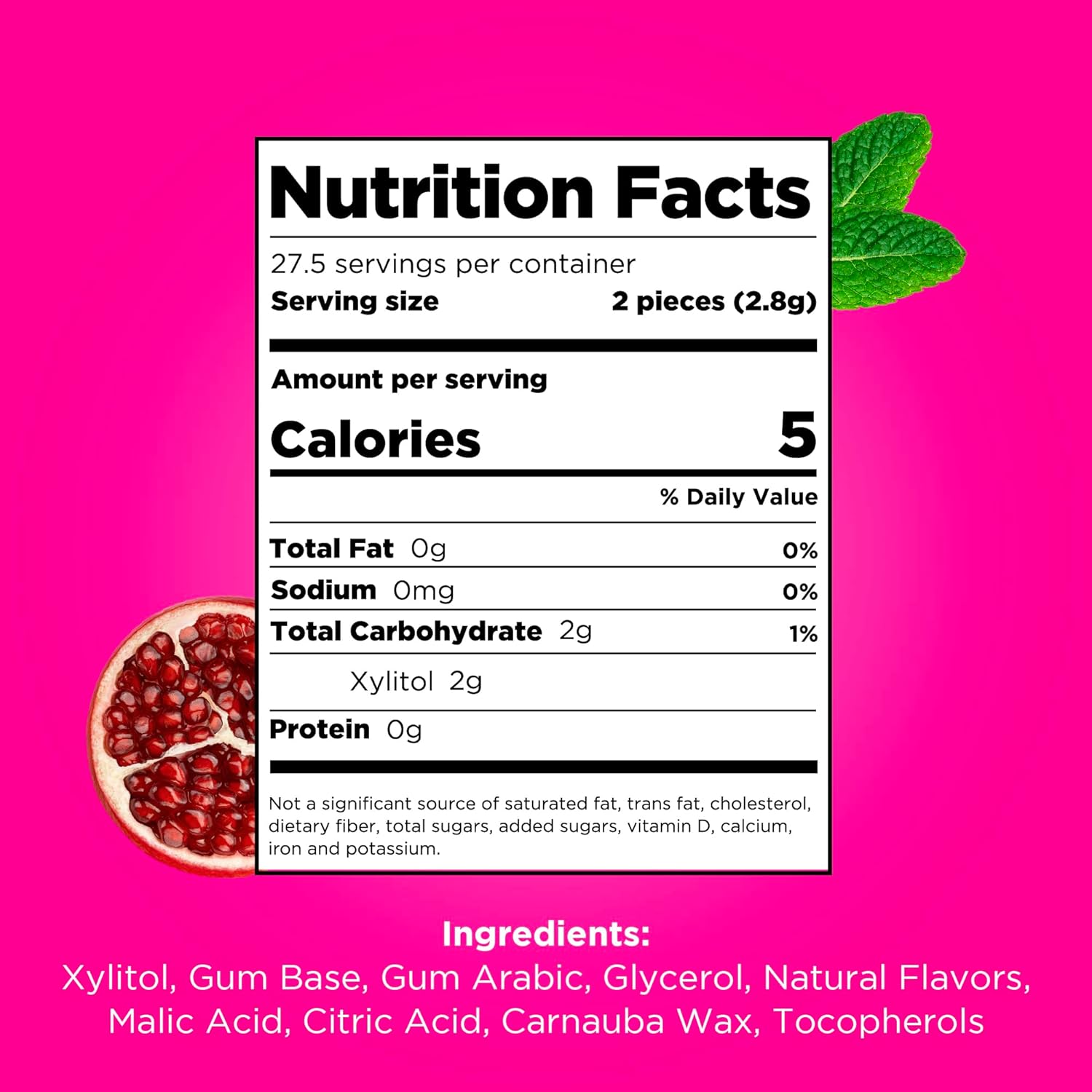 علكة مضغ خالية من الاسبارتام من بور جام | اكسيليتول 100% | علكة طبيعية بنكهة الرمان والنعناع، 55 قطعة (عبوة من قطعة واحدة) 2 علكة مضغ خالية من الاسبارتام من بور جام | اكسيليتول 100% | علكة طبيعية بنكهة الرمان والنعناع، 55 قطعة (عبوة من قطعة واحدة) - الصورة 2