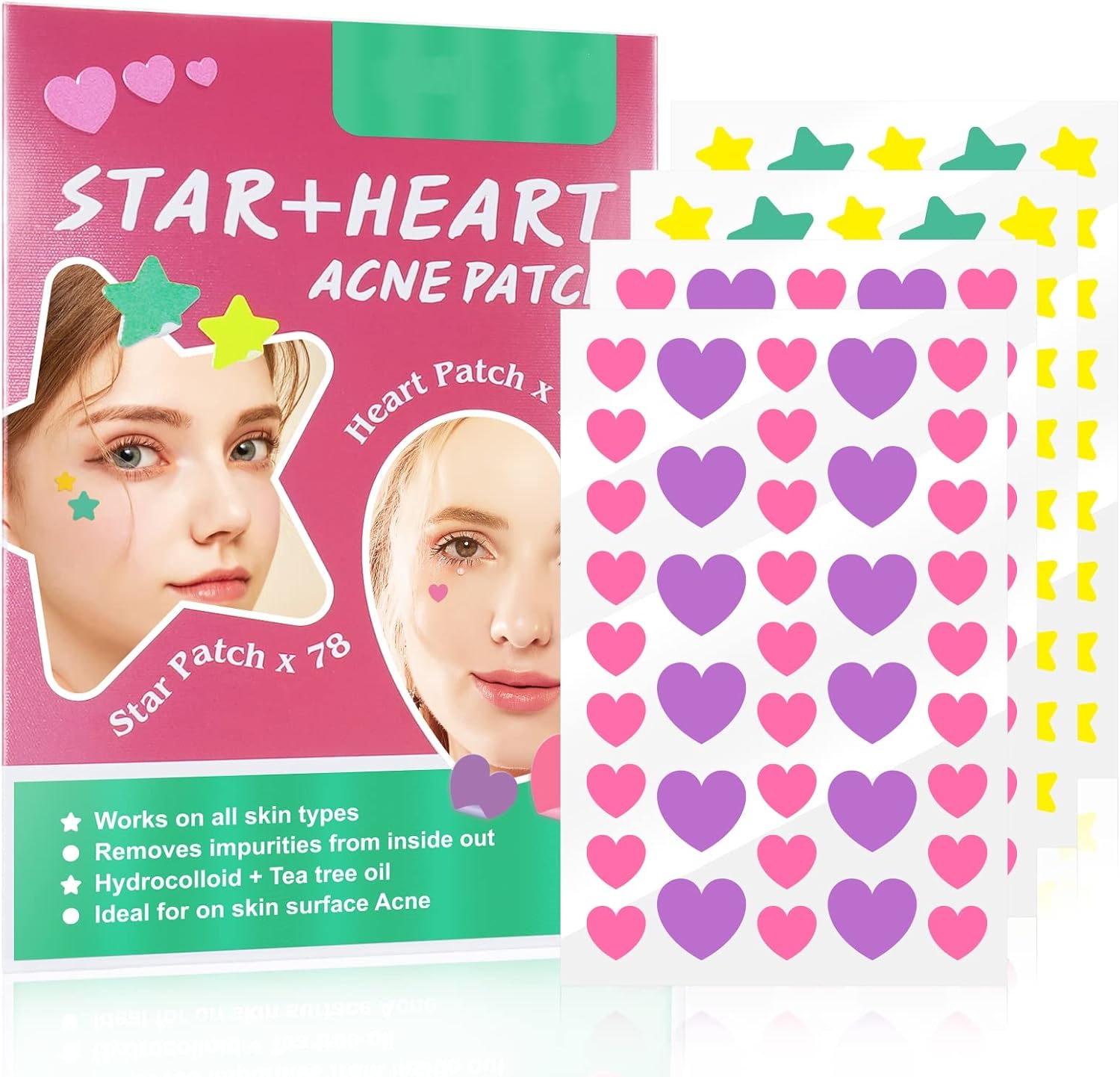 126 قطعة من الرقع الملونة لازالة حب الشباب من هونبولو، مكياج لطيف يغطي حب الشباب على شكل قلب ونجوم، رقع دائرية لازالة حب الشباب، 3 انماط (احمر) 1 126 قطعة من الرقع الملونة لازالة حب الشباب من هونبولو، مكياج لطيف يغطي حب الشباب على شكل قلب ونجوم، رقع دائرية لازالة حب الشباب، 3 انماط (احمر)