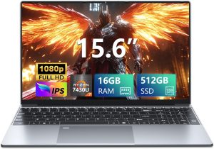 لابتوب العاب افينكا 15.6 انش مع ذاكرة RAM 16GB وSSD 512GB ومعالج R5 7430U (حتى 4.3GHz)، شاشة 1920×1080، واي فاي 5، بلوتوث 5.0، منفذ HDMI ×1، كيبورد باضاءة خلفية، ويندوز 11 برو