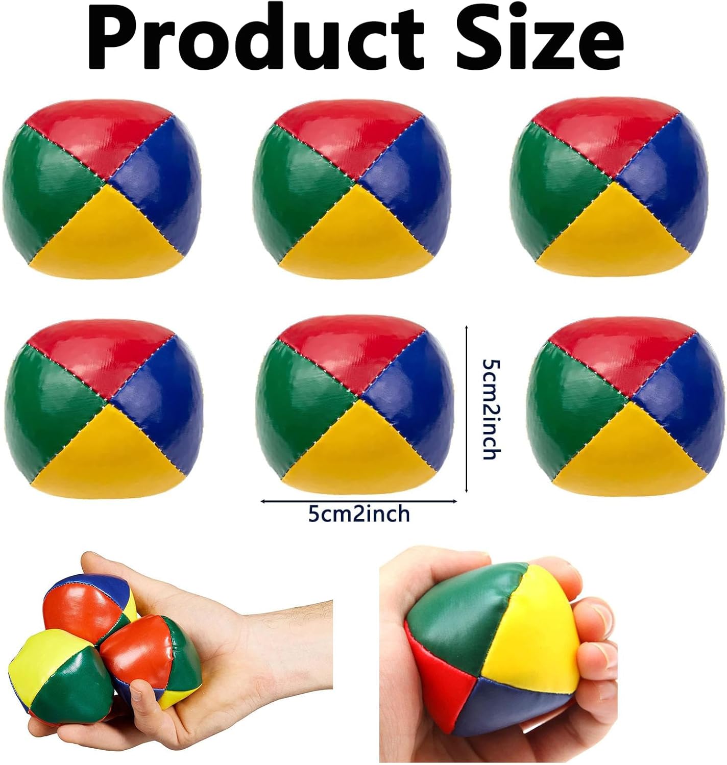 كرات شعوذة 6 قطع للمبتدئين، كرات شعوذة 5 سم لتدريب الاطفال - كرات ناعمة ومتينة للاولاد والبنات من زكوينتوبليان 2 كرات شعوذة 6 قطع للمبتدئين، كرات شعوذة 5 سم لتدريب الاطفال - كرات ناعمة ومتينة للاولاد والبنات من زكوينتوبليان - الصورة 2