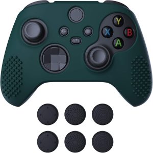 اكستريم رايت حافظة حماية من بلاي فيتال لجهاز Xbox سلسلة S/X، حافظة غير قابلة للانزلاق مصنوعة من المطاط الناعم، عبوة من 6 ملحقات عصا سوداء لذراع تحكم Xbox Series S/X (اصدار نبس ثلاثي الابعاد، اخضر