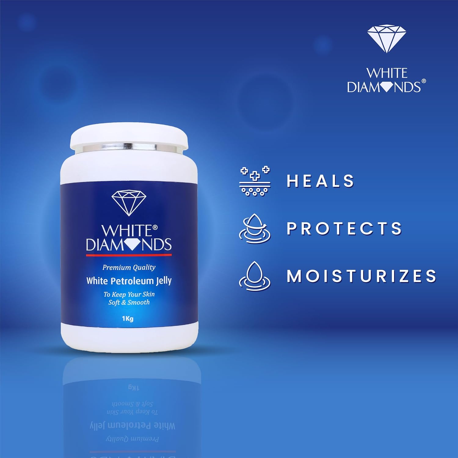 وايت دايمندز جيلي بترولي 1 كجم (1000 غرام) | لبشرة ناعمة وملساء | يشفي ويحمي البشرة الخشنة والشفاه المتشققة والكعب المتشقق | عبوة من قطعة واحدة | 3 وايت دايمندز جيلي بترولي 1 كجم (1000 غرام) | لبشرة ناعمة وملساء | يشفي ويحمي البشرة الخشنة والشفاه المتشققة والكعب المتشقق | عبوة من قطعة واحدة | - الصورة 3